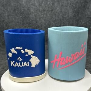 Vintage Hawaii & Kauai Beer Koozie Bundle Retro 90s Foam Can Holder Souvenir Lot